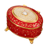 Maxbell Metal Jewelry Box Trendy Desk Trinket Organizer for Pendants Earrings Charms Red