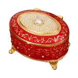 Maxbell Metal Jewelry Box Trendy Desk Trinket Organizer for Pendants Earrings Charms Red