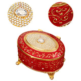 Maxbell Metal Jewelry Box Trendy Desk Trinket Organizer for Pendants Earrings Charms Red