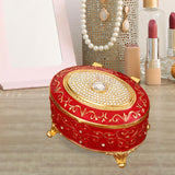Maxbell Metal Jewelry Box Trendy Desk Trinket Organizer for Pendants Earrings Charms Red