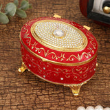 Maxbell Metal Jewelry Box Trendy Desk Trinket Organizer for Pendants Earrings Charms Red
