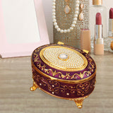 Maxbell Metal Jewelry Box Trendy Desk Trinket Organizer for Pendants Earrings Charms Violet