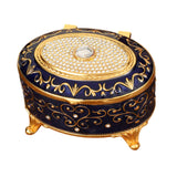 Maxbell Metal Jewelry Box Trendy Desk Trinket Organizer for Pendants Earrings Charms Dark Blue