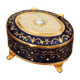Maxbell Metal Jewelry Box Trendy Desk Trinket Organizer for Pendants Earrings Charms Dark Blue