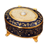 Maxbell Metal Jewelry Box Trendy Desk Trinket Organizer for Pendants Earrings Charms Dark Blue