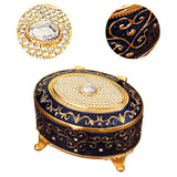 Maxbell Metal Jewelry Box Trendy Desk Trinket Organizer for Pendants Earrings Charms Dark Blue