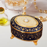 Maxbell Metal Jewelry Box Trendy Desk Trinket Organizer for Pendants Earrings Charms Dark Blue