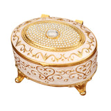 Maxbell Metal Jewelry Box Trendy Desk Trinket Organizer for Pendants Earrings Charms Gold White