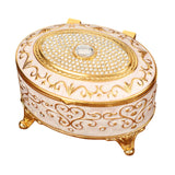 Maxbell Metal Jewelry Box Trendy Desk Trinket Organizer for Pendants Earrings Charms Gold White