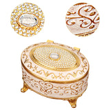 Maxbell Metal Jewelry Box Trendy Desk Trinket Organizer for Pendants Earrings Charms Gold White