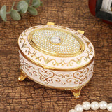 Maxbell Metal Jewelry Box Trendy Desk Trinket Organizer for Pendants Earrings Charms Gold White
