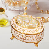 Maxbell Metal Jewelry Box Trendy Desk Trinket Organizer for Pendants Earrings Charms Gold White