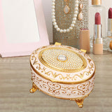 Maxbell Metal Jewelry Box Trendy Desk Trinket Organizer for Pendants Earrings Charms Gold White
