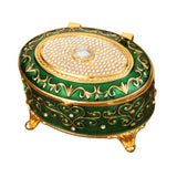 Maxbell Metal Jewelry Box Trendy Desk Trinket Organizer for Pendants Earrings Charms Green