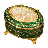Maxbell Metal Jewelry Box Trendy Desk Trinket Organizer for Pendants Earrings Charms Green