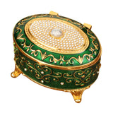 Maxbell Metal Jewelry Box Trendy Desk Trinket Organizer for Pendants Earrings Charms Green
