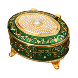 Maxbell Metal Jewelry Box Trendy Desk Trinket Organizer for Pendants Earrings Charms Green