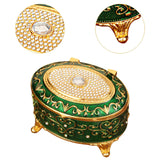 Maxbell Metal Jewelry Box Trendy Desk Trinket Organizer for Pendants Earrings Charms Green