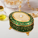 Maxbell Metal Jewelry Box Trendy Desk Trinket Organizer for Pendants Earrings Charms Green