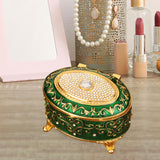 Maxbell Metal Jewelry Box Trendy Desk Trinket Organizer for Pendants Earrings Charms Green