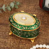 Maxbell Metal Jewelry Box Trendy Desk Trinket Organizer for Pendants Earrings Charms Green