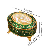 Maxbell Metal Jewelry Box Trendy Desk Trinket Organizer for Pendants Earrings Charms Green