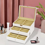 Maxbell Sunglasses Organizer Portable Eyewear Display Case for Dresser Showcase Desk White