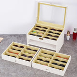 Maxbell Sunglasses Organizer Portable Eyewear Display Case for Dresser Showcase Desk White