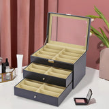Maxbell Sunglasses Organizer Portable Eyewear Display Case for Dresser Showcase Desk Black