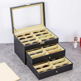 Maxbell Sunglasses Organizer Portable Eyewear Display Case for Dresser Showcase Desk Black