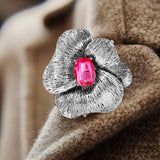 Maxbell Flower Brooch Pin Valentine's Day Gift Thanksgiving Antique Style Lapel Pin Red