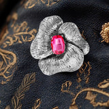 Maxbell Flower Brooch Pin Valentine's Day Gift Thanksgiving Antique Style Lapel Pin Red