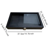 Maxbell Brooch Organizer Honored Medallion Storage Box for Anklets Keepsake Trinkets Black 37.5x22x5.5cm