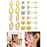Maxbell 10 Pair Stud Earrings Unique for Party Supplies Engagement Multiple Piercing Silver