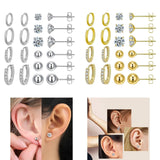 Maxbell 10 Pair Stud Earrings Unique for Party Supplies Engagement Multiple Piercing Silver