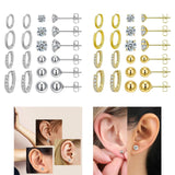 Maxbell 10 Pair Stud Earrings Unique for Party Supplies Engagement Multiple Piercing Silver