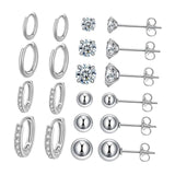 Maxbell 10 Pair Stud Earrings Unique for Party Supplies Engagement Multiple Piercing Silver