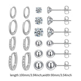 Maxbell 10 Pair Stud Earrings Unique for Party Supplies Engagement Multiple Piercing Silver