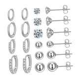 Maxbell 10 Pair Stud Earrings Unique for Party Supplies Engagement Multiple Piercing Silver