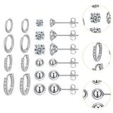 Maxbell 10 Pair Stud Earrings Unique for Party Supplies Engagement Multiple Piercing Silver