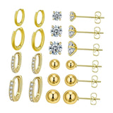 Maxbell 10 Pair Stud Earrings Unique for Party Supplies Engagement Multiple Piercing Gold