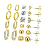 Maxbell 10 Pair Stud Earrings Unique for Party Supplies Engagement Multiple Piercing Gold