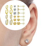 Maxbell 10 Pair Stud Earrings Unique for Party Supplies Engagement Multiple Piercing Gold