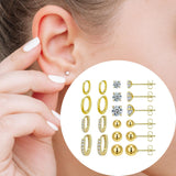 Maxbell 10 Pair Stud Earrings Unique for Party Supplies Engagement Multiple Piercing Gold
