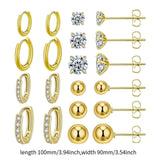 Maxbell 10 Pair Stud Earrings Unique for Party Supplies Engagement Multiple Piercing Gold
