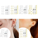 Maxbell 11 Pair Earrings Set Trendy Hoop Earrings for Graduation Engagement Birthday Style A