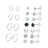 Maxbell 11 Pair Earrings Set Trendy Hoop Earrings for Graduation Engagement Birthday Style A