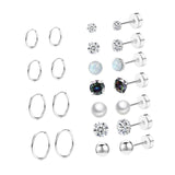 Maxbell 11 Pair Earrings Set Trendy Hoop Earrings for Graduation Engagement Birthday Style A