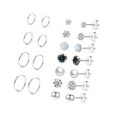 Maxbell 11 Pair Earrings Set Trendy Hoop Earrings for Graduation Engagement Birthday Style A