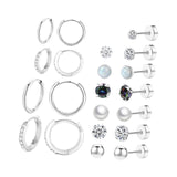 Maxbell 11 Pair Earrings Set Trendy Hoop Earrings for Graduation Engagement Birthday Style B